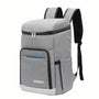 Sac à dos de camping isotherme gris avec isolation, double zippers et poche avant