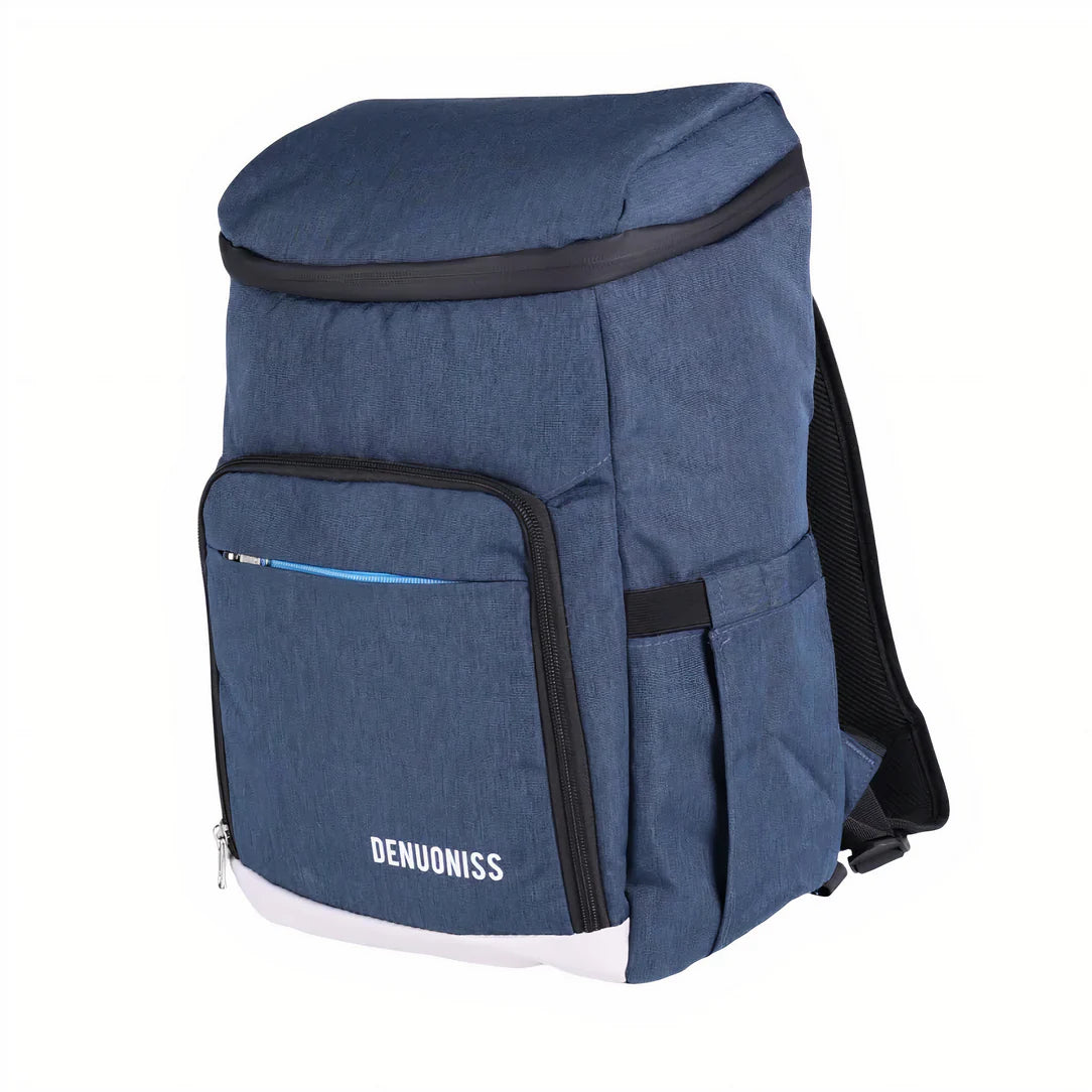 Sac à dos de camping isotherme 24L en bleu marine avec poche frontale et côtés
