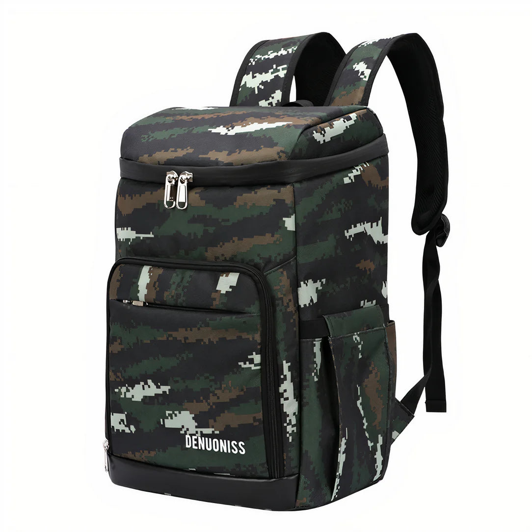 Sac à dos de camping isotherme avec motif camouflage, plusieurs poches, 24L