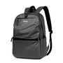 Sac à dos de classe sombre gris avec trim noir et plusieurs compartiments zippés