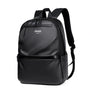 Sac à dos de classe en cuir noir avec plusieurs compartiments zippés élégants