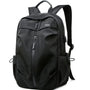 Sac à dos de cours moderne en nylon noir avec plusieurs compartiments zippés et poches latérales