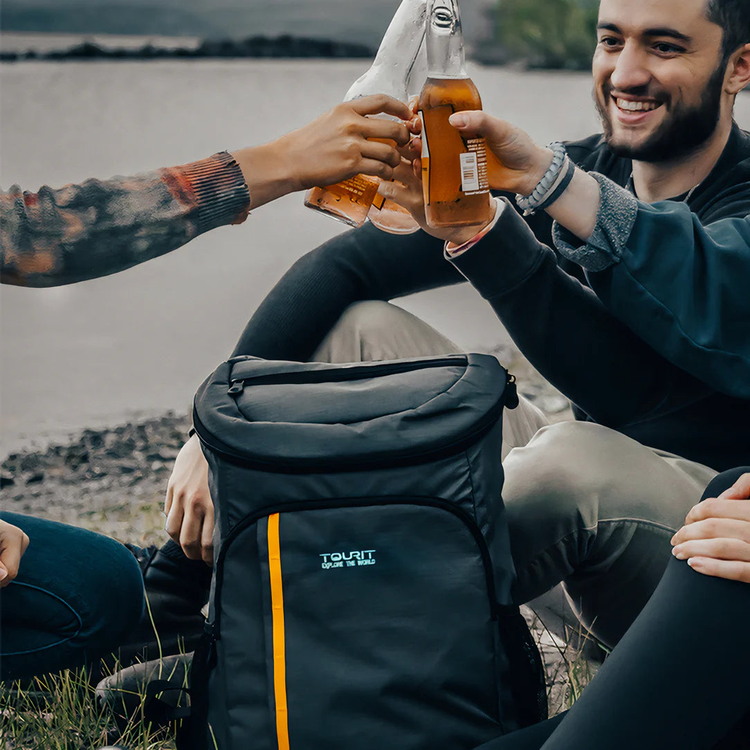 Sac à dos de marche isolé noir et orange, refroidissement 16 heures