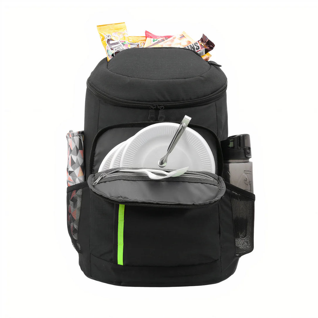 Sac à dos de marche isotherme avec snacks, assiettes et bouteille d’eau pour randonnée
