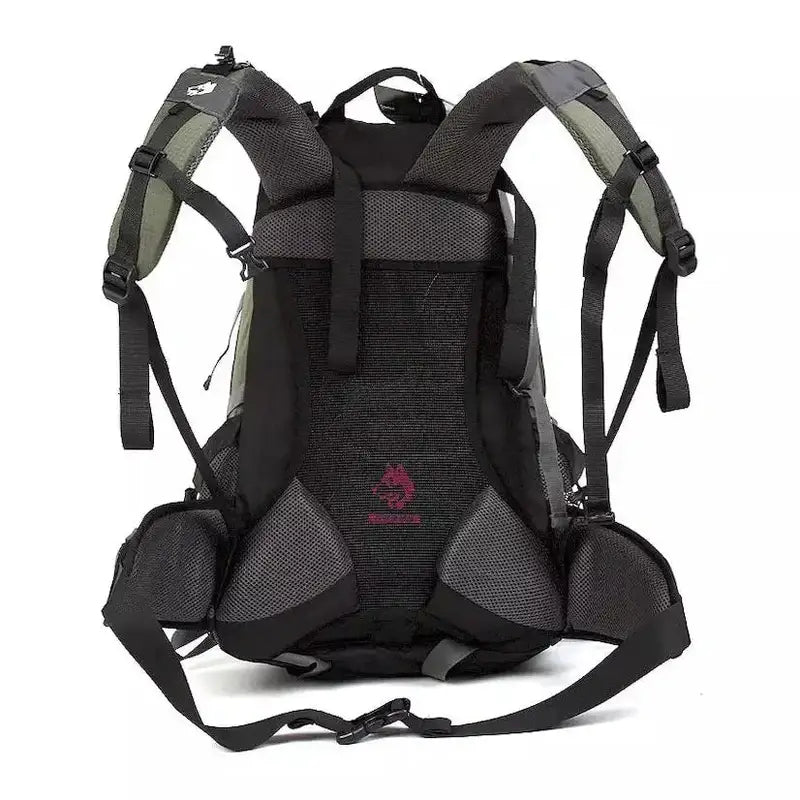 Sac à dos de randonnée 40L noir et gris avec bretelles rembourrées et panneau dorsal ventilé