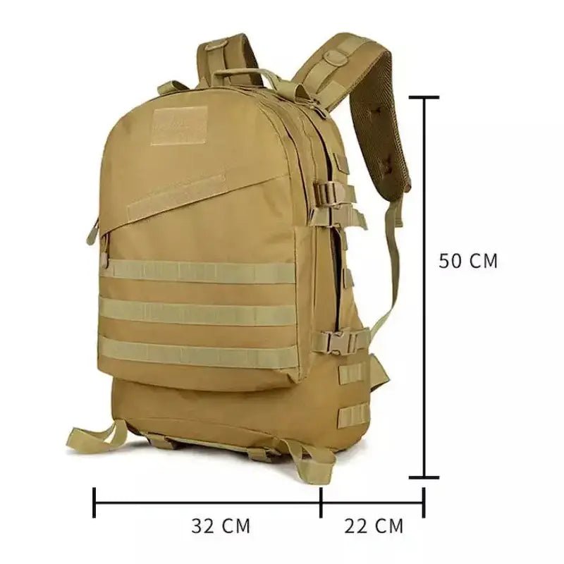Sac à dos de randonnée homme tan avec sangles extérieures et plusieurs compartiments