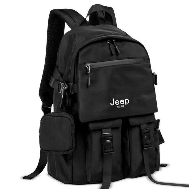 Sac à dos de rentrée scolaire noir avec plusieurs compartiments et pochette détachable