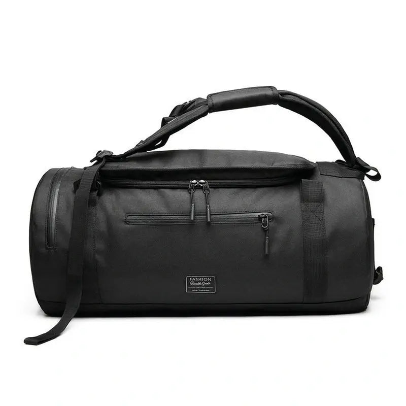 Sac à dos de sport noir en cylindre avec poches zippées et bandoulière