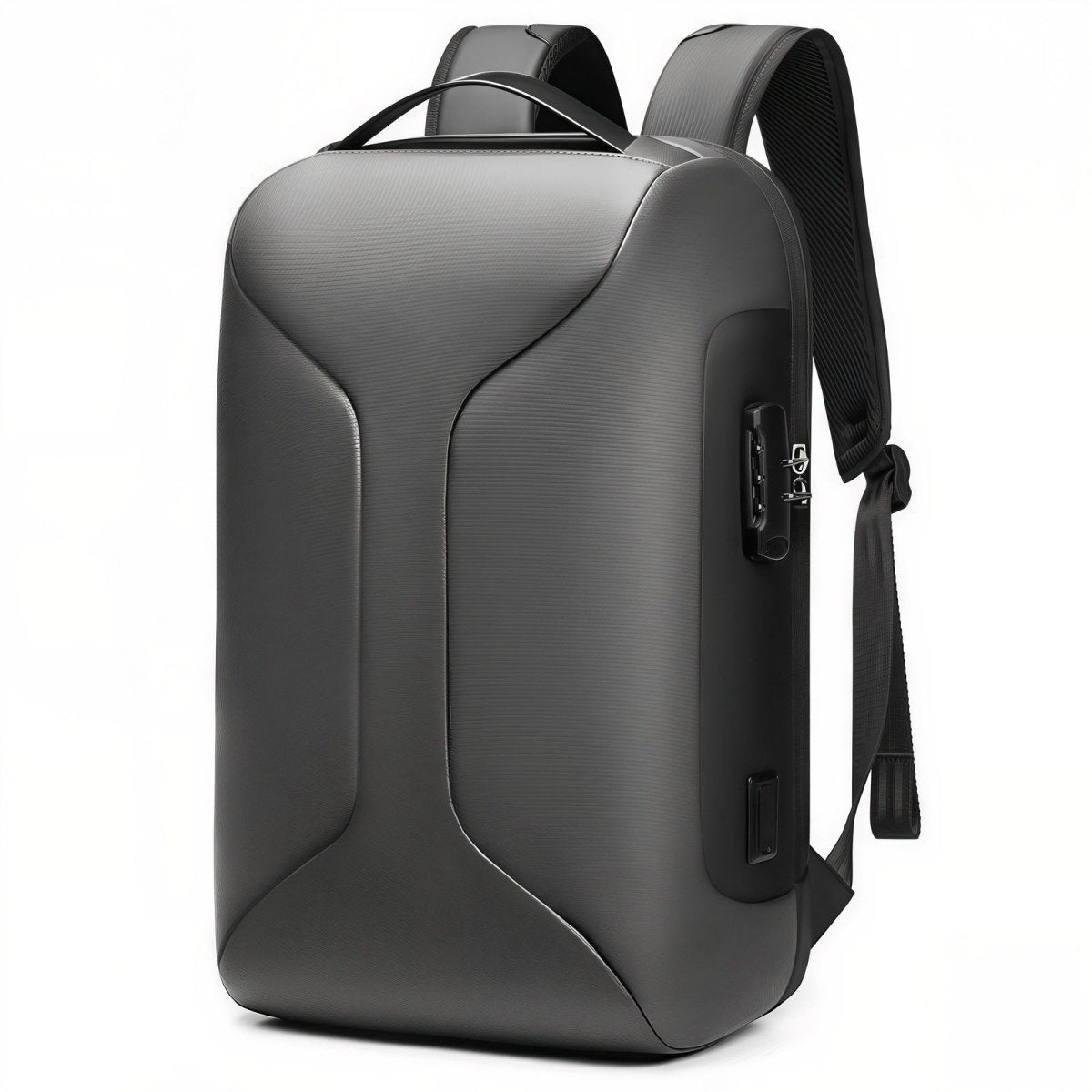 Sac à dos de travail antivol Citadelle avec coque dure sombre, bretelles et serrure intégrée