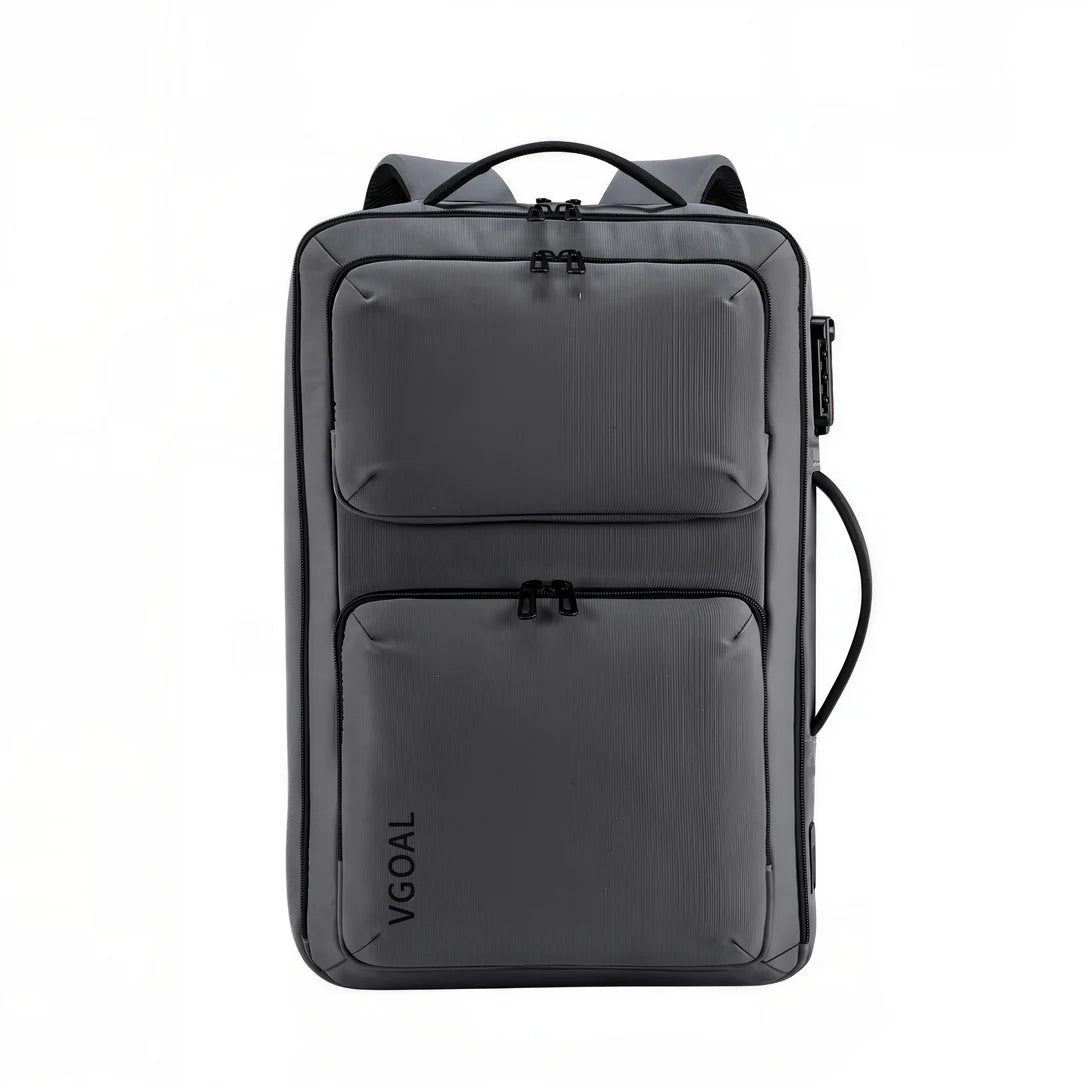 Sac à dos de travail antivol TSA Guardian gris foncé avec plusieurs compartiments zippés