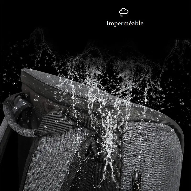 Sac à dos de travail gris résistant à l’eau pour ordinateur et accessoires