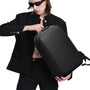 Sac à dos de ville antivol CityGuard en cuir noir avec serrure à combinaison