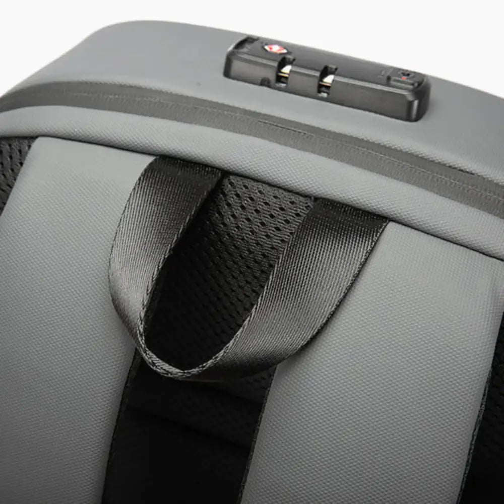 Sac à dos de ville antivol CityGuard gris avec serrure intégrée et bretelles rembourrées
