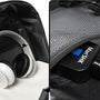 Sac à dos de ville antivol CityGuard noir avec compartiments pour écouteurs et électroniques