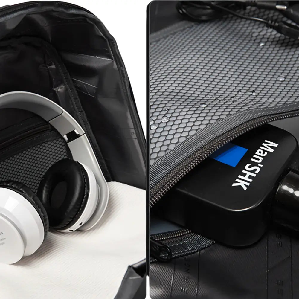 Sac à dos de ville antivol CityGuard noir avec compartiments pour écouteurs et électroniques