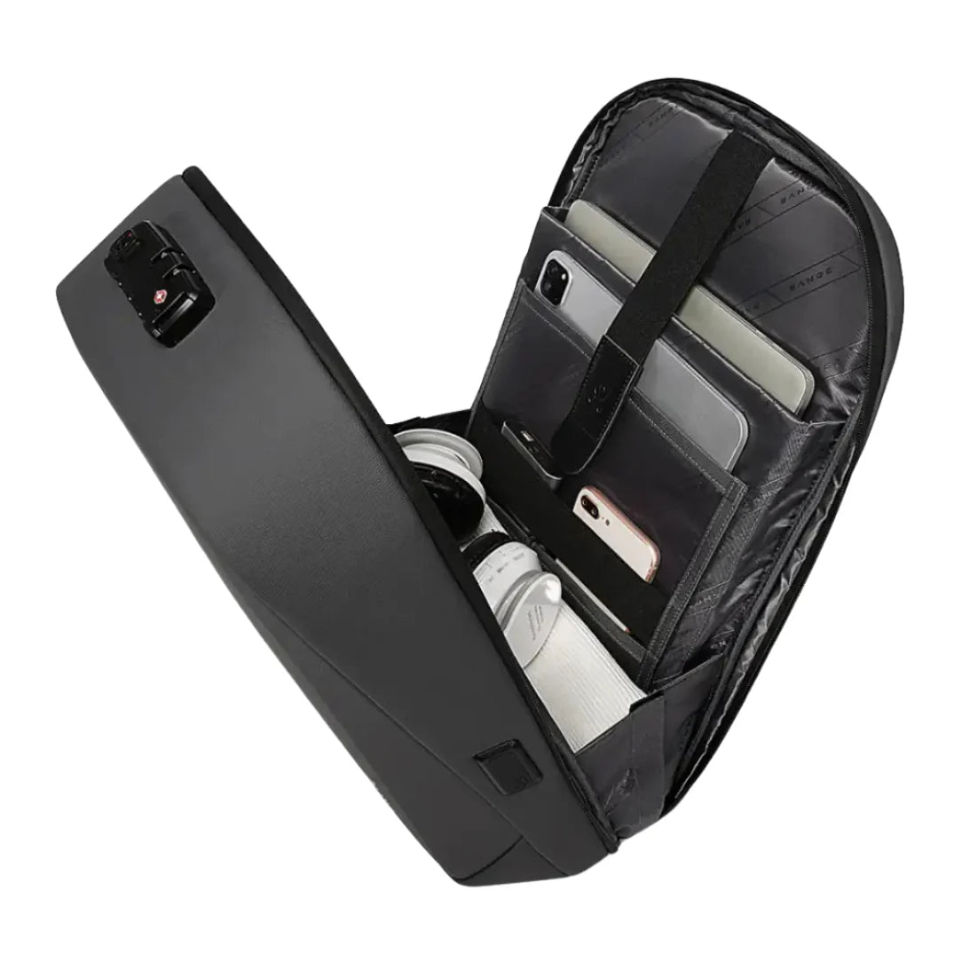 Sac à dos de ville antivol CityGuard sombre avec multiples compartiments pour électronique