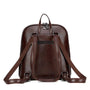 Sac à dos de ville femme en cuir marron foncé avec bretelles ajustables et poche zippée arrière
