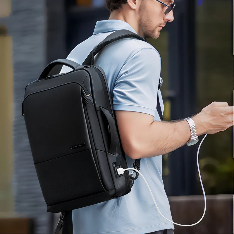 Sac à dos de ville PC 15 pouces Astra avec port de chargement USB externe en noir