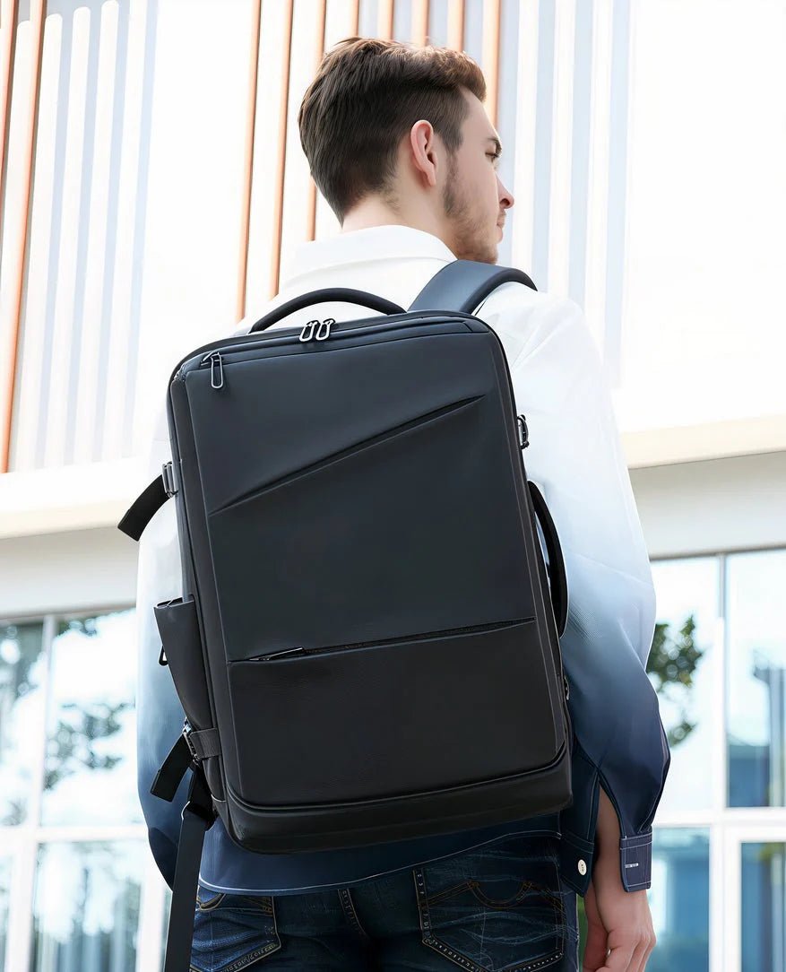 Sac à dos de ville pour homme ordinateur 17 pouces avec compartiments noirs