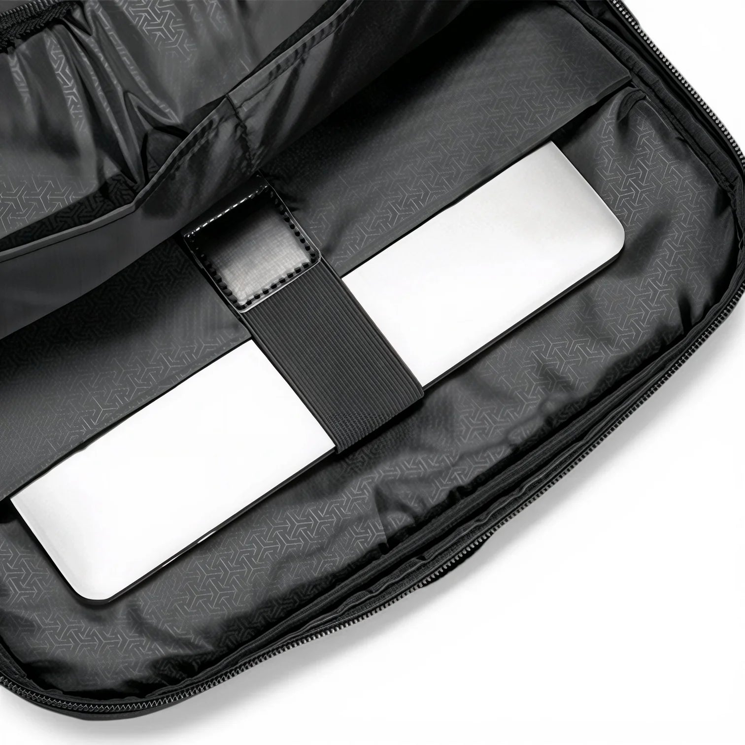 Sac à dos Ryden HB77 noir avec motif géométrique et sangle élastique MacBook