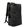 Sac à dos de voyage 40L en toile cirée noire avec accents cuir marron