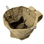 Sac à dos de voyage 40L en toile kaki avec compartiments multiples et œillets métalliques