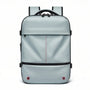 Sac à dos de voyage antivol cabine 40L bleu clair avec accents noirs et coutures rouges
