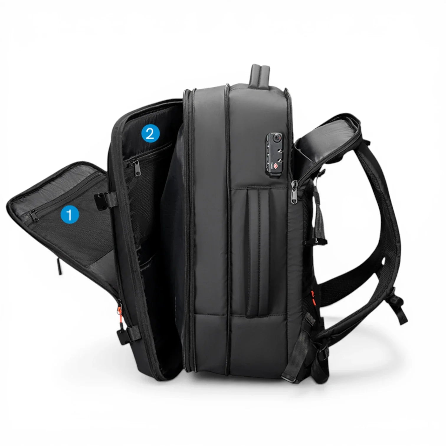 Sac à dos antivol Kings Travel Pack noir avec serrure et compartiments