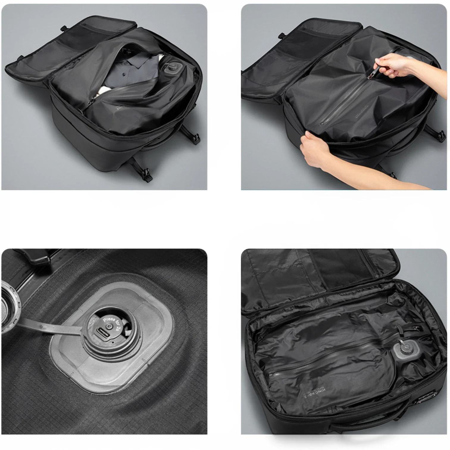 Sac à dos Kings Travel Pack noir gonflable avec pompe intégrée