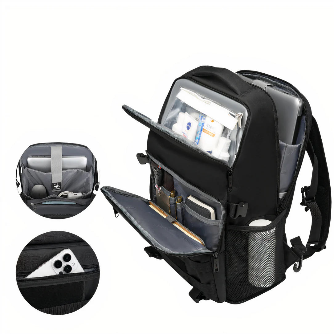 Sac à dos de voyage avec compartiment isotherme, multiples poches et poche laptop