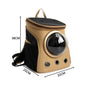 Sac à dos de voyage pour chat beige et noir avec fenêtre en bulle et ventilation