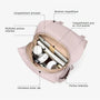 Sac à dos déperlant femme rose clair avec compartiments, poche ordinateur 15.6