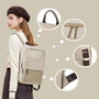 Sac à dos d université femme beige deux tons avec plusieurs compartiments et bretelles ajustables