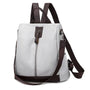 Sac à dos en cuir femme tendance blanc et marron avec fermeture verticale frontale