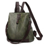 Sac à dos en cuir femme tendance vert faux cuir convertibles avec bretelles marron