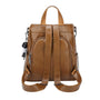 Sac à dos en cuir tan avec sangles réglables et anse supérieure