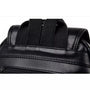 Sac à dos en cuir noir pour femme avec bandoulière ajustable et finition texturée