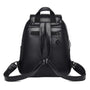 Sac à dos en cuir noir pour femme avec texture pebbled en faux cuir