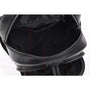 Sac à dos en cuir noir pour femme ouvert montrant son intérieur spacieux et poches zippées