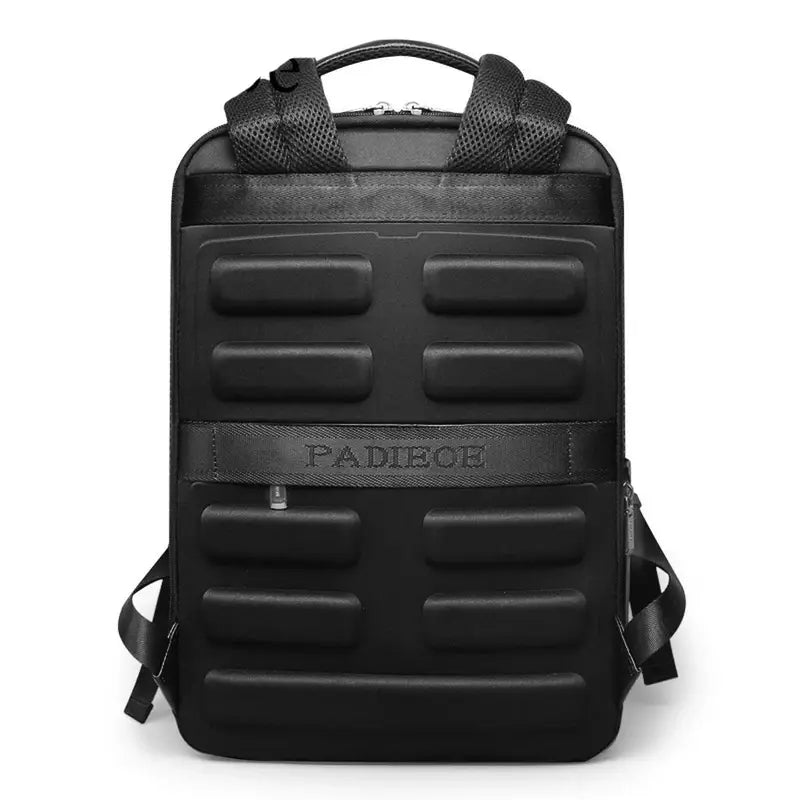 Sac à dos en cuir noir véritable avec coque rigide et bretelles rembourrées