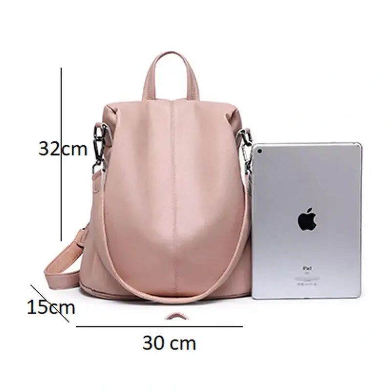 Sac à dos en cuir pour femme original, sac à dos léger rose pâle avec bandoulière ajustable