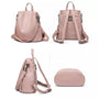 Sac à dos en cuir rose anti-vol pour femme avec bretelles réglables
