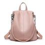 Sac à dos en cuir rose doux anti-vol avec bretelles réglables pour femme