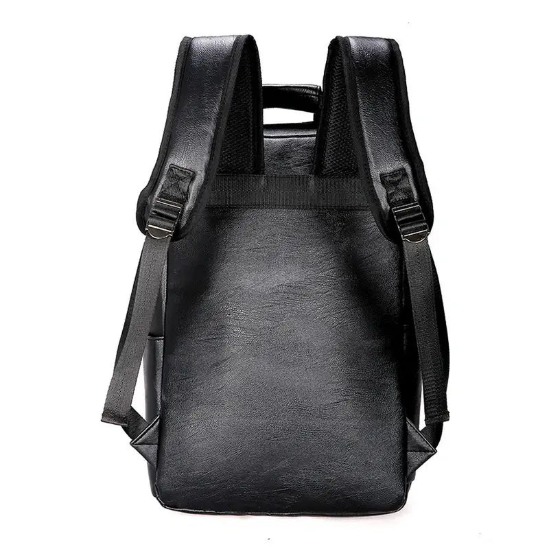 Sac à dos en cuir noir pour homme avec bretelles ajustables