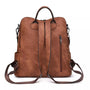 Sac à dos en cuir végétal convertible en sac à bandoulière avec cuir synthétique marron