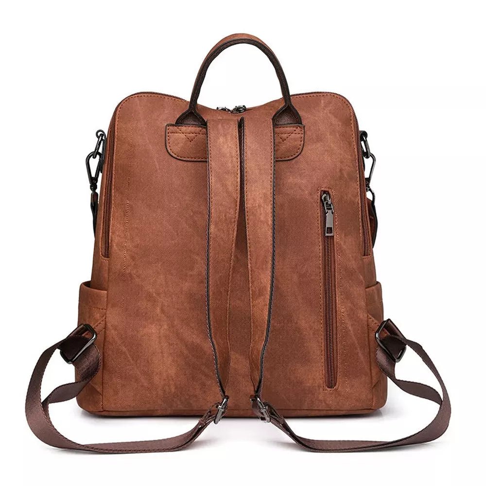 Sac à dos en cuir végétal convertible en sac à bandoulière avec cuir synthétique marron