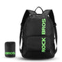 Sac à dos en nylon pliable noir avec lettres vert lime visibles