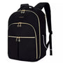 Sac à dos en tissus femme noir avec quilting, fermetures éclair et accessoires en or