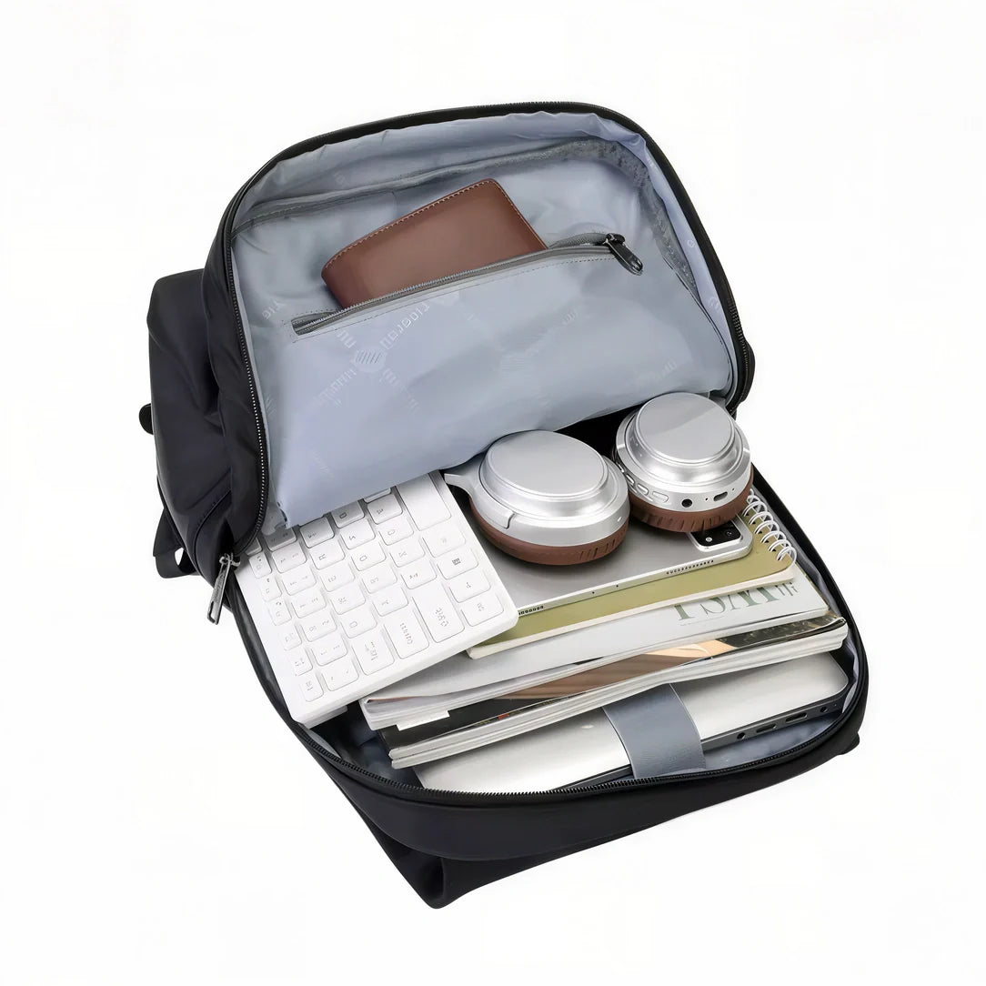 Sac à dos Equinoxe noir pour ordinateur portable avec compartiments multiples et intérieur rembourré protecteur