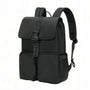 Sac à dos noir Equinoxe avec compartiments multiples et fermeture rabat avant en nylon